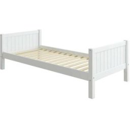 Furnlux Cama individual infantil de madera maciza de pino color blanco 90x200