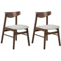 Beliani Conjunto de 2 sillas de comedor madera marrón gris