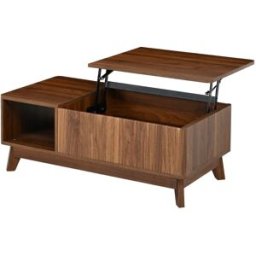 Urban Meuble Mesa de centro elevable efecto nogal con 1 nicho, 95x48 cm