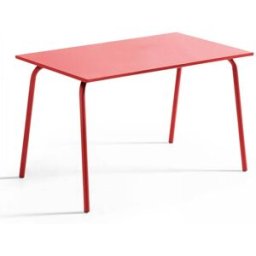 Oviala Mesa de jardín de acero de 120 x 70 cm rojo