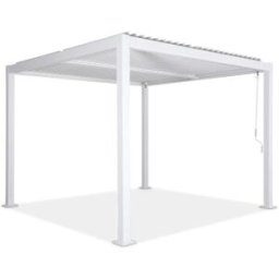 sweeek Pérgola bioclimática 3x3m de lamas de aluminio y acero, blanco
