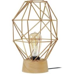 Tosel Lámpara de mesa madera naturel pantalla metal oro