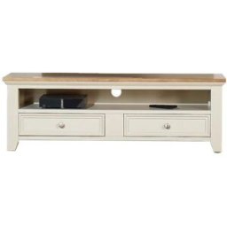 Robin des Bois Mueble de televisor de pino con 2 cajones blanco