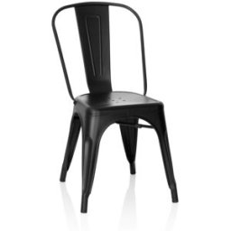 hjh OFFICE Silla de metal sin apoyabrazos negro