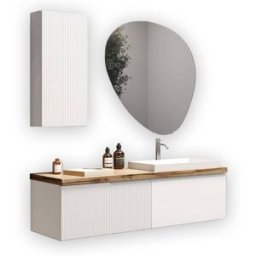 AQA DESIGN Mueble de baño 6 piezas en mdf blanco mate