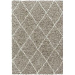 STUDIO DECO Alfombra de estilo geométrico beige y blanco 120x170cm