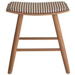 BERAH GETAH Taburete de teca maciza con asiento de rayas 45 cm