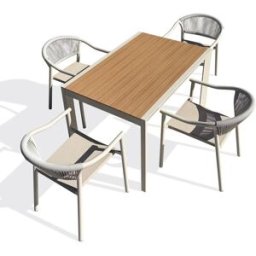 dcb garden Conjunto de comedor de jardín de aluminio para 4 personas - antracita