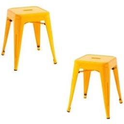 Regalos Miguel Pack 2 taburetes color amarillo en acero reforzado