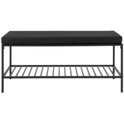 House Nordic Banco de tela y metal con estante l100cm - negro