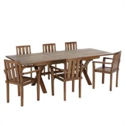 MACABANE Conjunto de muebles de jardín de teca aceitada para 8/10 personas