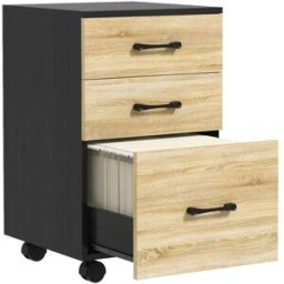 Homcom Cajonera de oficina 40x42x65 cm roble y negro