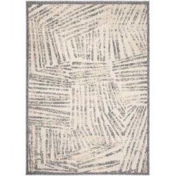 Tapiso Alfombra exterior interior 3D beige gris crema rayas 120 x 170 cm