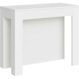 Ityhome Consola extensible 90x42/290cm efecto madera fresno blanco