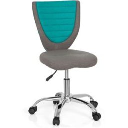 hjh OFFICE Silla giratoria para niños tela gris/turquesa