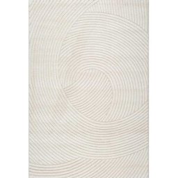 The carpet Alfombra everest moderna diseño círculos, crema, 80 x 300 cm