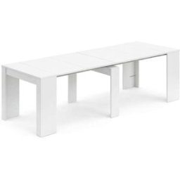duehome Mesa consola extensible 50-235x90 cm melamina blanco artik