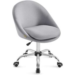 SONGMICS Silla giratoria de oficina con altura ajustable de color gris paloma