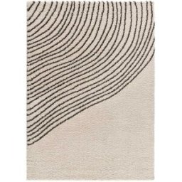 Atticgo Alfombra shaggy abstracta blanco/negro 160x230 cm