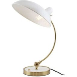 Alpinaluz Lámpara de mesa vintage dorada metal blanco h43 cm orientable