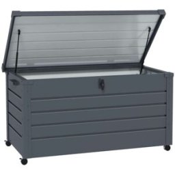 ComfortXL Caja de jardín con ruedas gris oscuro impermeable
