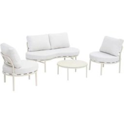 sweeek Conjunto de jardín de aluminio, 4 plazas, beige