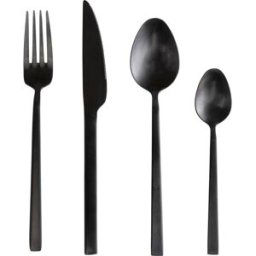 Kare Design Cubiertos de acero inoxidable de color negro de 16 piezas