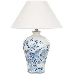 Beliani Lámpara de mesa porcelana blanco azul