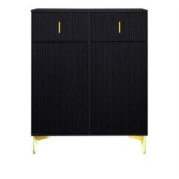 Urban Meuble Aparador alto de diseño contemporáneo 2 cajones y 2 puertas negro