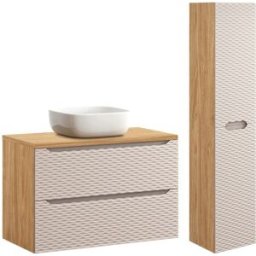 Petits meubles Conjunto de muebles con lavabo paneles de melamina y de mdf beige