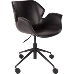 Zuiver Silla de oficina de cuero negro con ruedas