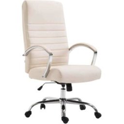 CLP Silla de oficina giratoria regulable en simil cuero crema