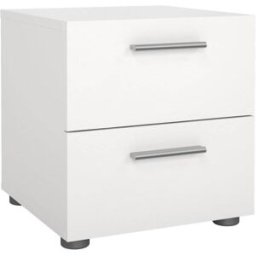 WellHome Mesita de noche de 2 cajones en color blanco 40x40,25x42,3cm