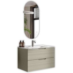 AQA DESIGN Mueble de baño con espejo de 4 piezas en mdf topo