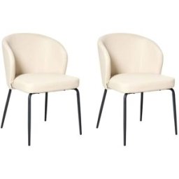 Beliani Conjunto de 2 sillas de comedor piel sintética beige claro