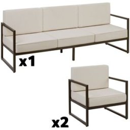 Tectake Conjunto de jardín para 5 personas con acolchado xxl, marrón/beige
