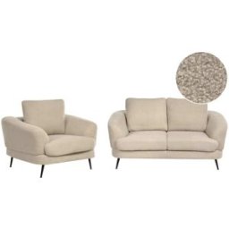 Beliani Conjunto de sofás 3 personas de tejido beige
