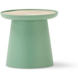 Defora Home Mesa auxiliar redonda polipropileno con bandeja de madera d50 verde