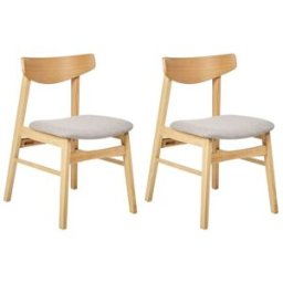 Beliani Conjunto de 2 sillas de comedor madera marrón claro gris
