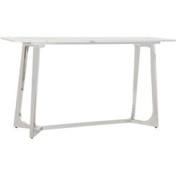 NIYLO Consola de acero y mármol plateado 150x45x80 cm