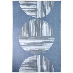 Un amour de tapis Alfombra de terraza exterior kilim reversible azul y blanco 200x290