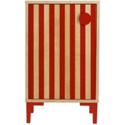 RNT by Really Nice Things Mesita 1 puerta color roble y rayas rojas