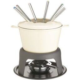 MasterClass Juego de fondue de hierro fundido esmaltado color crema