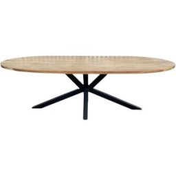 Mathi Design Mesa de comedor ovalada en madera maciza y acero