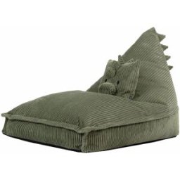 Icon Puf sillón infantil de pana con cojín, dinosaurio verde