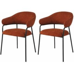 Mobili Rebecca Conjunto de 2 sillas de comedor naranja oscuro y negras en tela