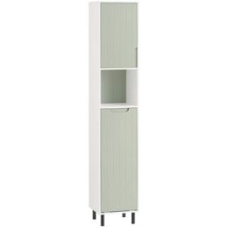 SoBuy Mueble columna de baño con 1 cesto para ropa sucia verde