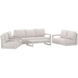 Kerama Conjunto de jardín 7 plazas de aluminio beige