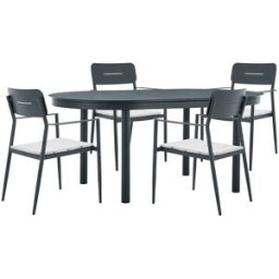 Unique Conjunto de mesa y sillas para jardín metal gris antracita