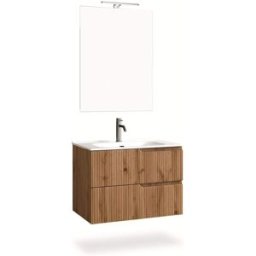 AQA DESIGN Mueble de baño de 4 piezas en mdf roble